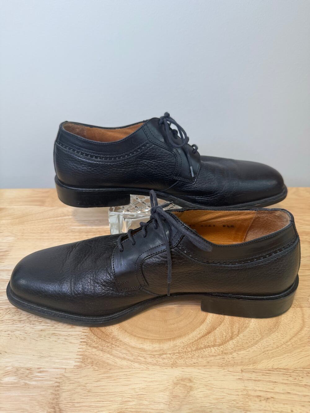 Johnston & Murphy Made in Italy Black Deerskin Leather Dress Shoes Size 8.5. JL